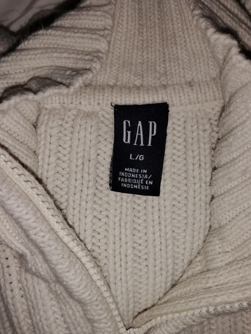 GAP Cream Ribbed Zip Sweater